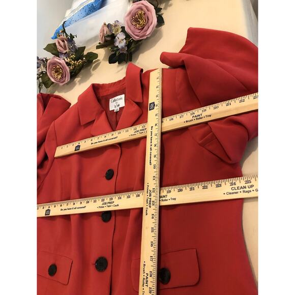 Collection For Le Suit Women Plus 20W Red Lapel Notch Collar 3 Buttons Closure - Picture 8 of 9